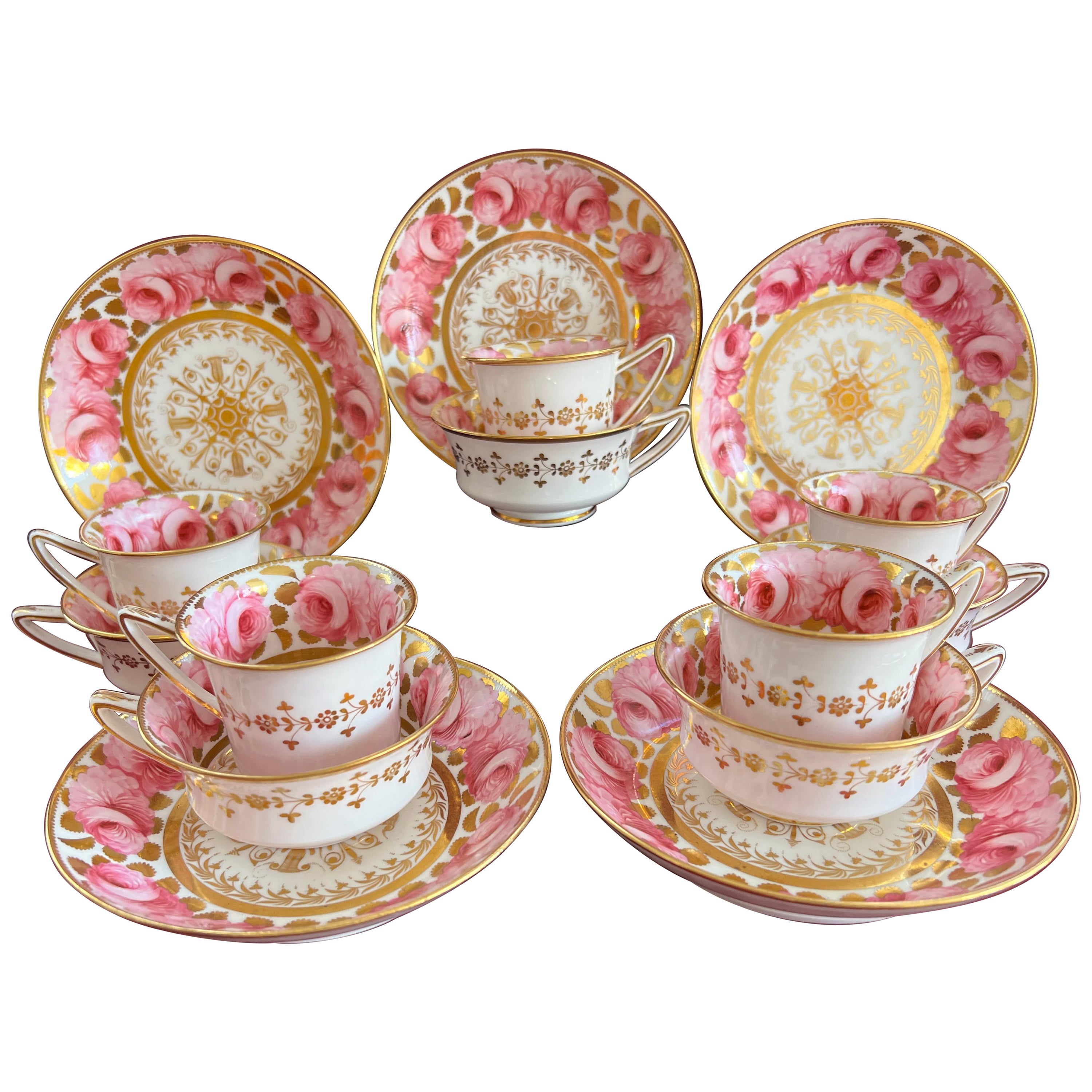 Five Spode Porcelain Trio's Decorated in Pattern 3614, circa 1822 For Sale