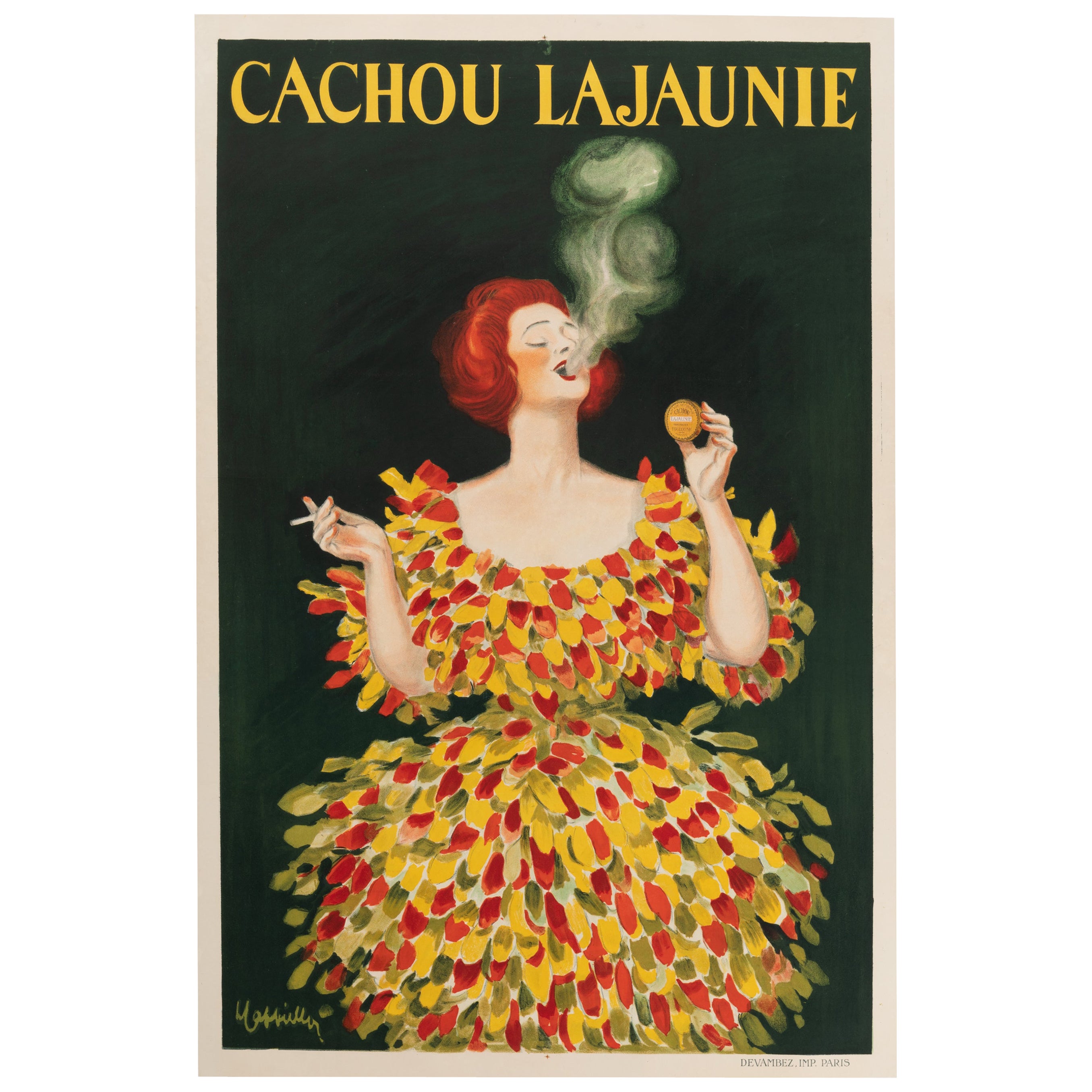 Leonetto Cappiello, cartel original de época, Cachou Lajaunie, caramelos, 1920