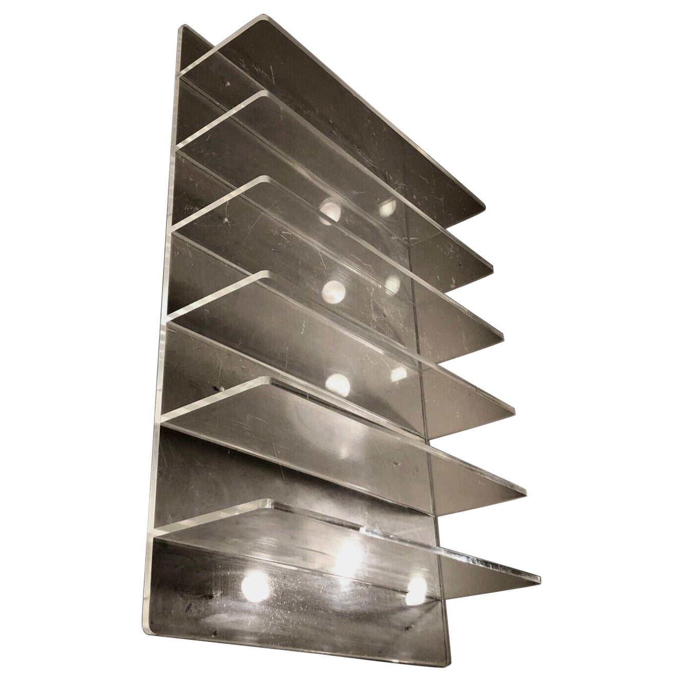 An OPTICAL OP-ART Huge & Thick Transparent LUCITE SHELVING SYSTEM, France, 1980 For Sale