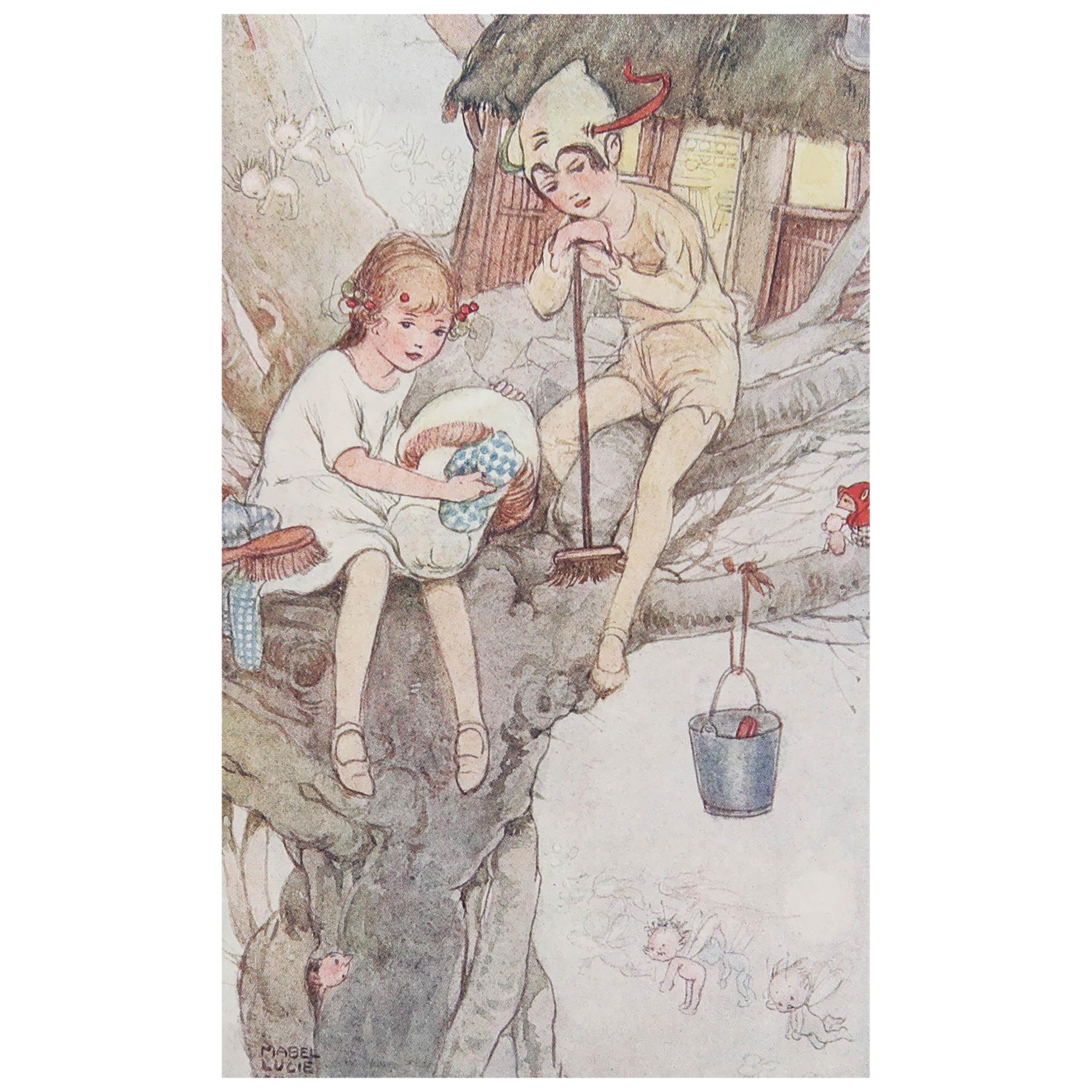 Impression d'origine vintage de Mabel Lucie Attwell, vers 1920