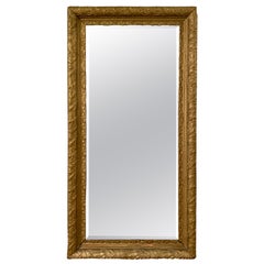 Antique Gold Giltwood Beveled Wall Mirror, Late 19th Century