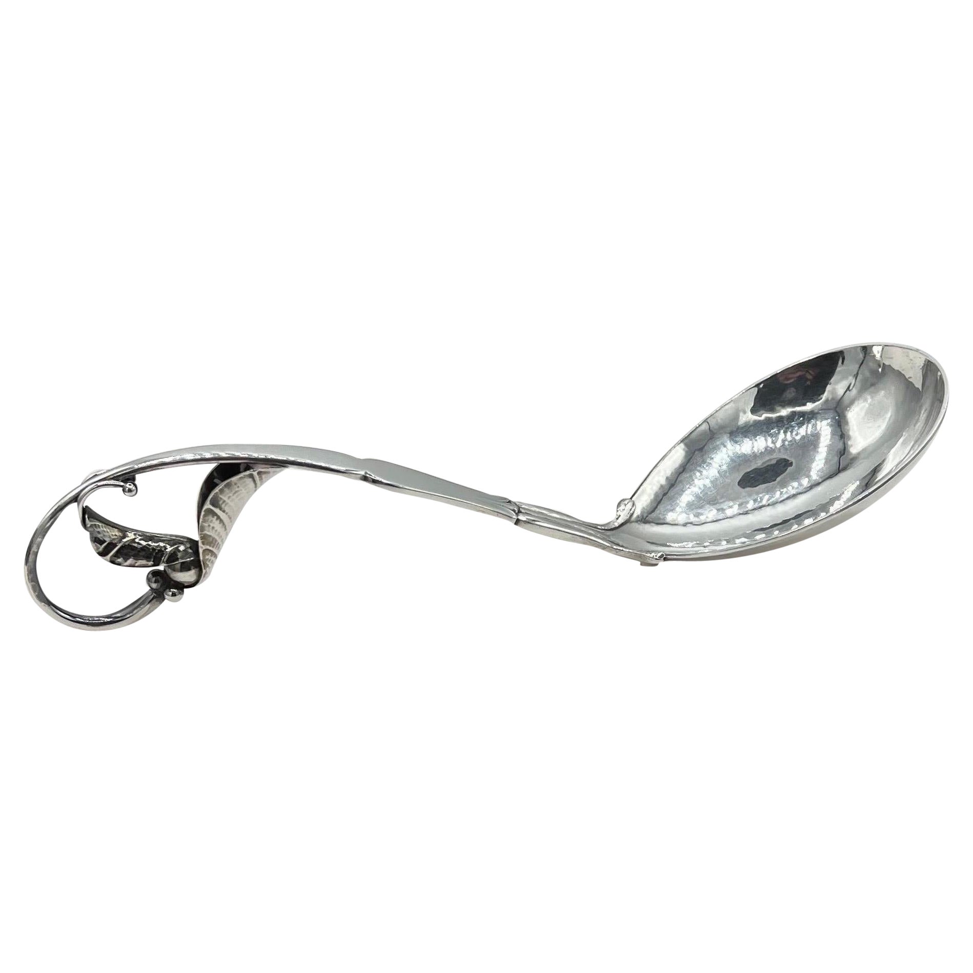 Georg Jensen Sterling Silver Ornamental Serving Spoon #141 For Sale