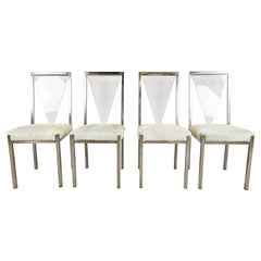 Vintage Metal and Lucite Dining Chairs by Belgochrom, 1970s, Set of 4