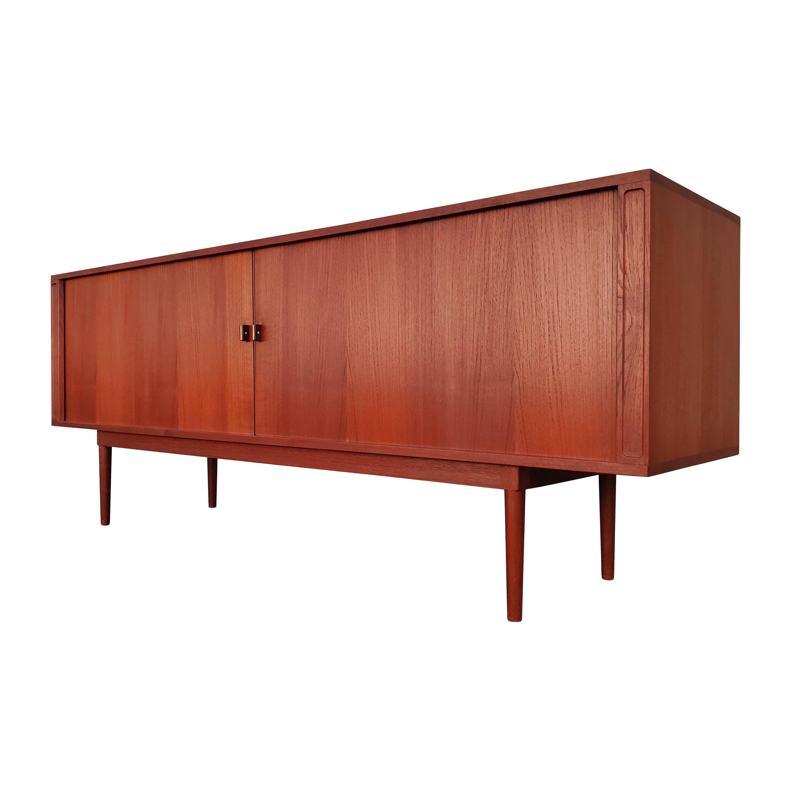 Danish Modern Teak Tambour-Door Credenza Signed Peter Løvig Nielsen, 1965 For Sale