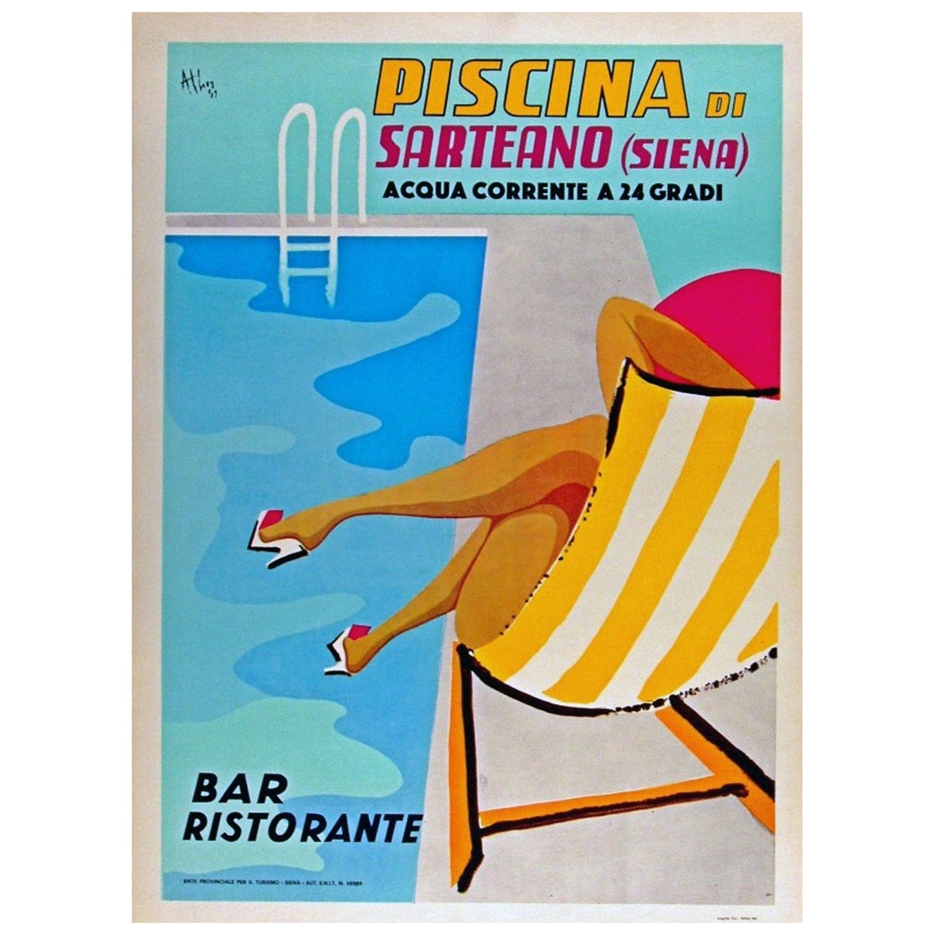1962 Piscina Di Sarteano Original Vintage Poster For Sale
