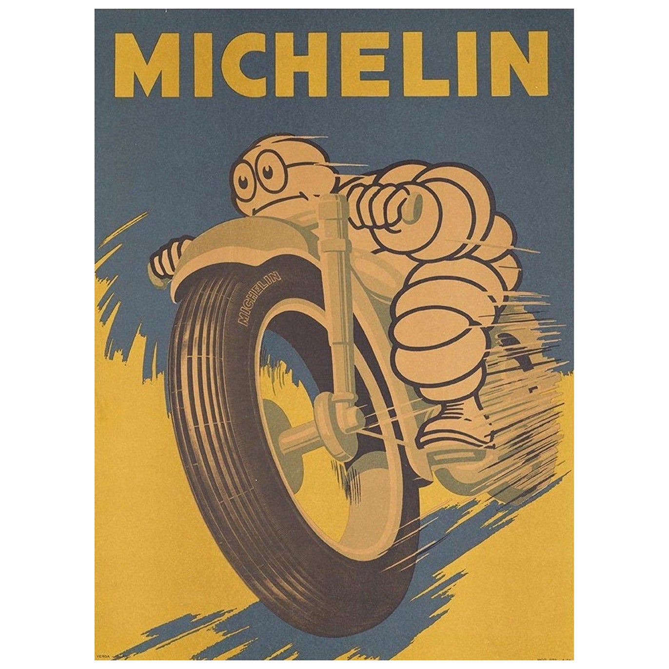 1959 Michelin Motorcycle Original Vintage Poster For Sale