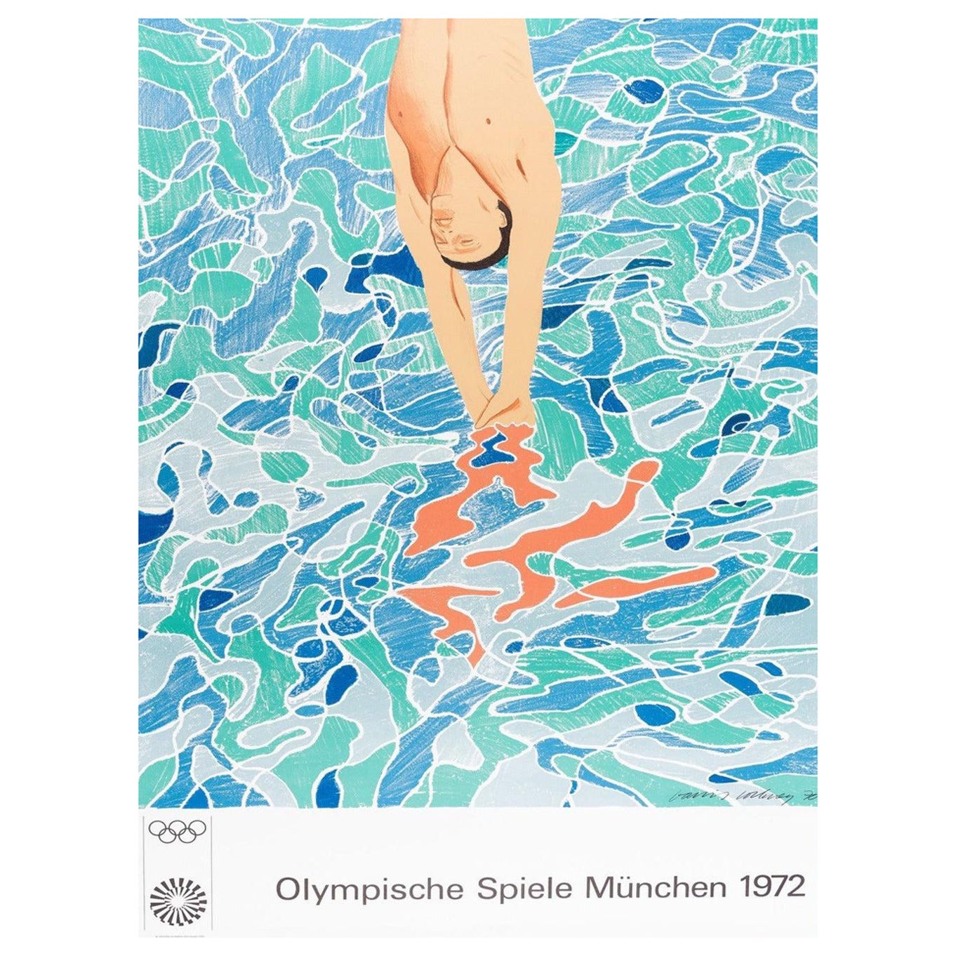 1972 Munich Olympic Games - David Hockney Original Vintage Poster For Sale
