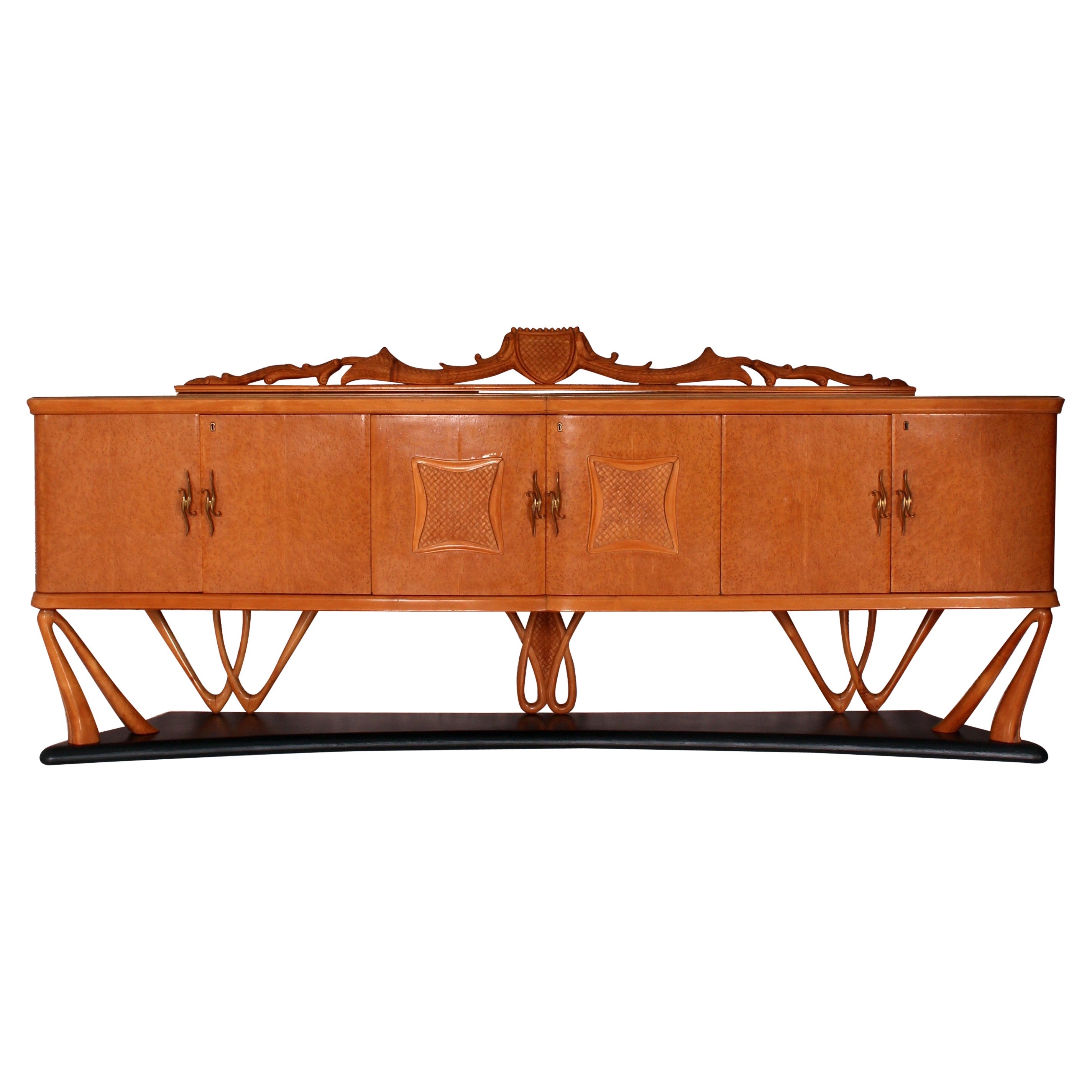 One of a Kind Italian Midcentury Sideboard with Bar Cabinet a. Vittorio Dassi For Sale