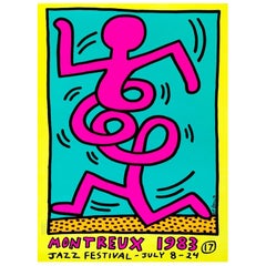 1983 Keith Haring Montreux Jazz Festival Yellow Original Vintage Poster