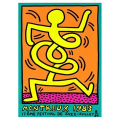1983 Keith Haring Montreux Jazz Festival Green Original Vintage Poster