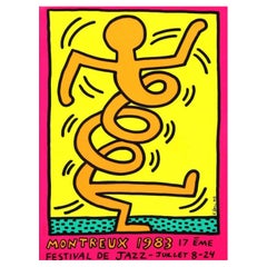 1983 Keith Haring Montreux Jazz Festival Pink Original Vintage Poster
