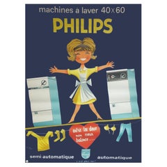 Affiche vintage originale Philips, Machines A Laver, 1960