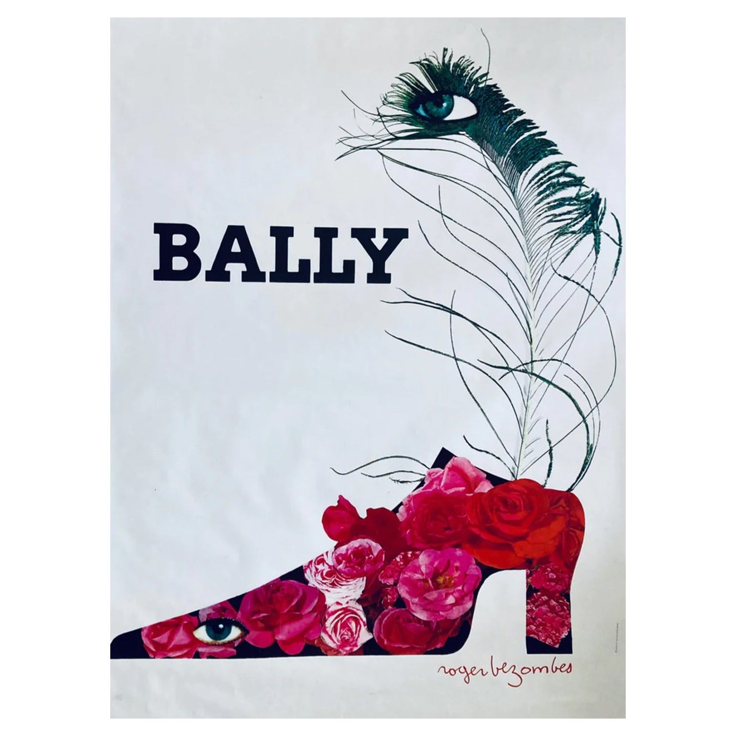 Affiche vintage d'origine Plume, Bally, 1980 en vente