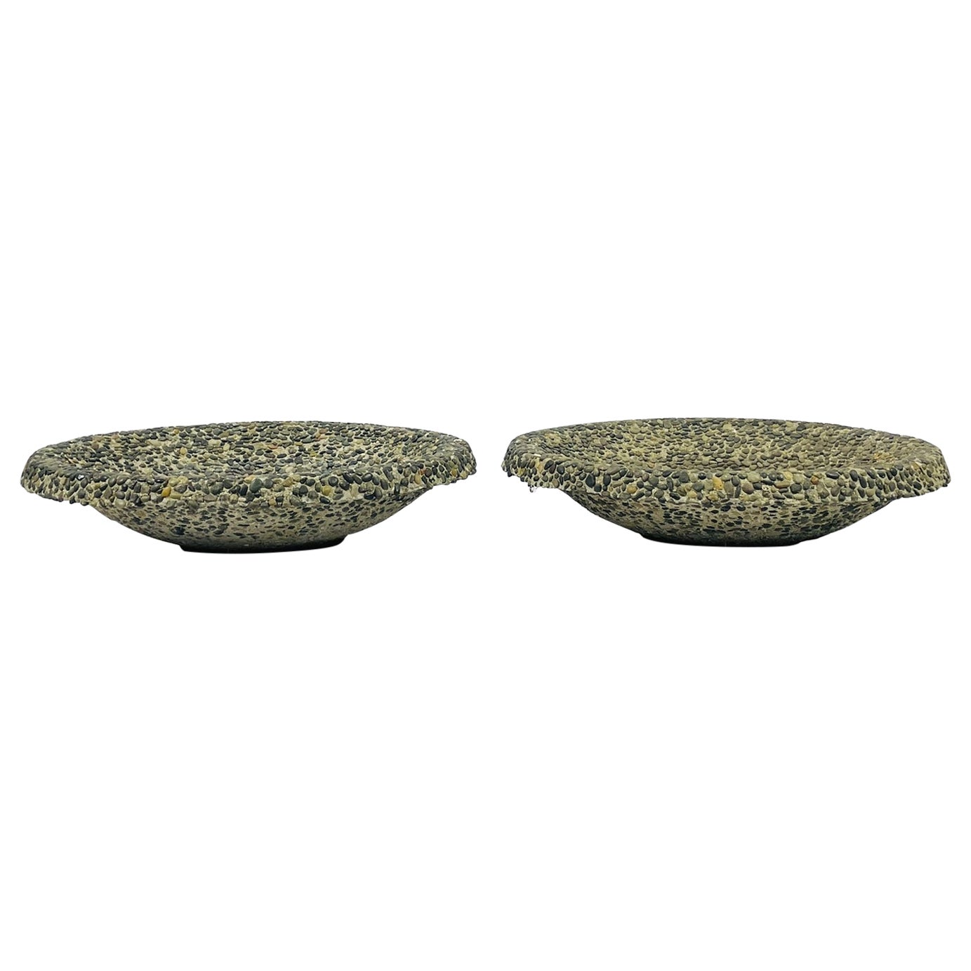 Vintage Pebble Stone & Concrete Planters, a Pair For Sale