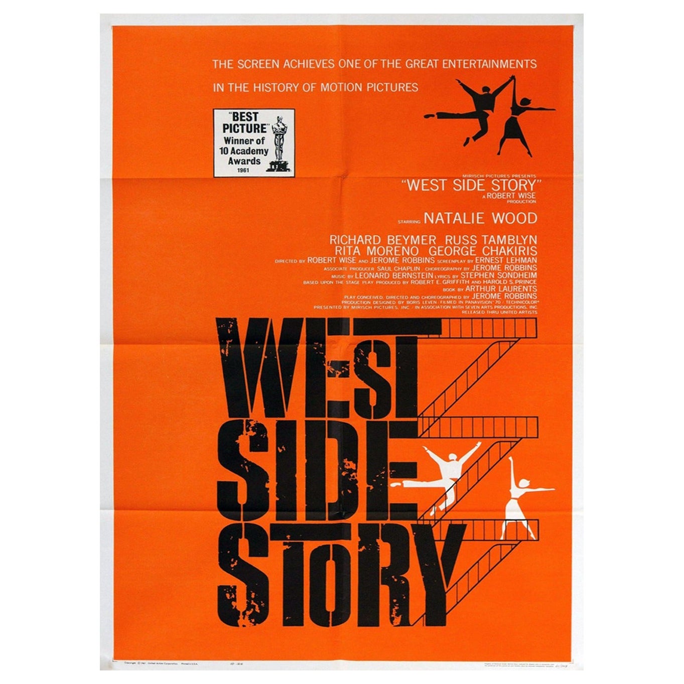 Affiche rétro originale de l'histoire du West Side, 1961
