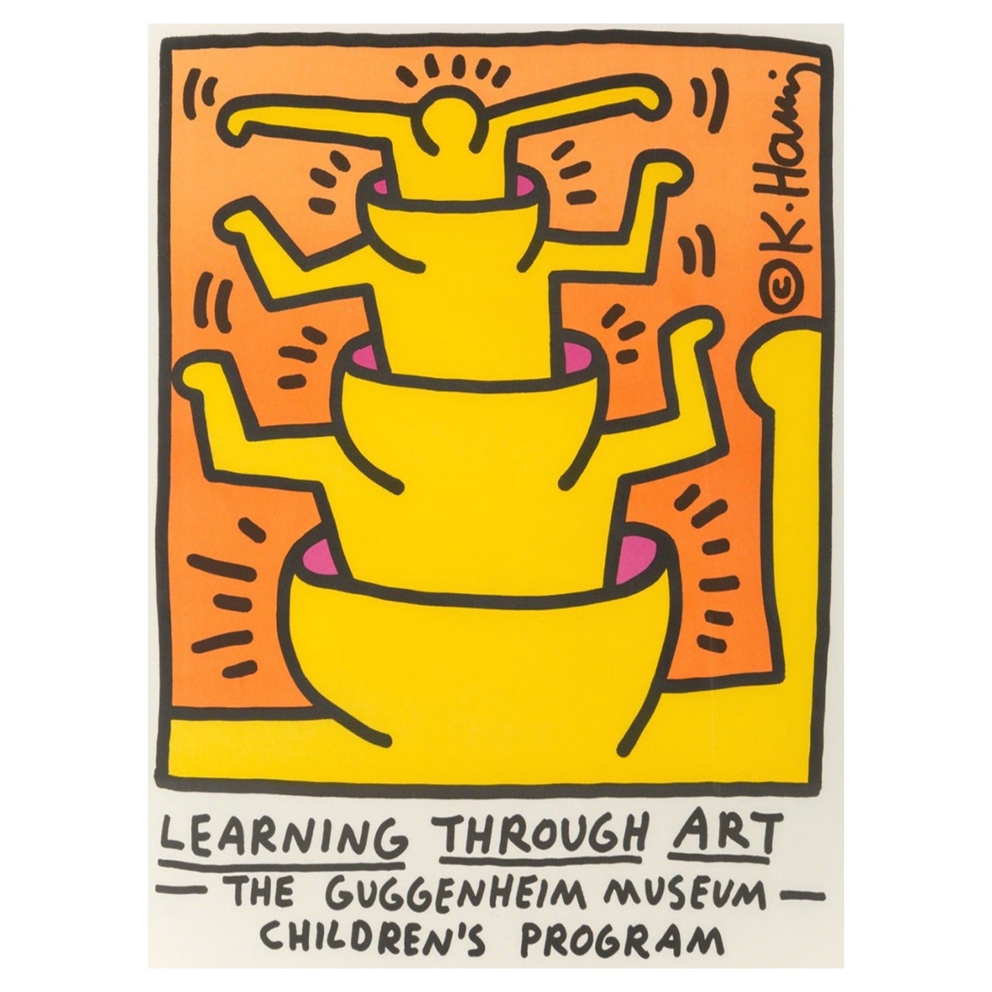 1999 Keith Haring, the Guggenheim Museum Original Vintage Poster For Sale