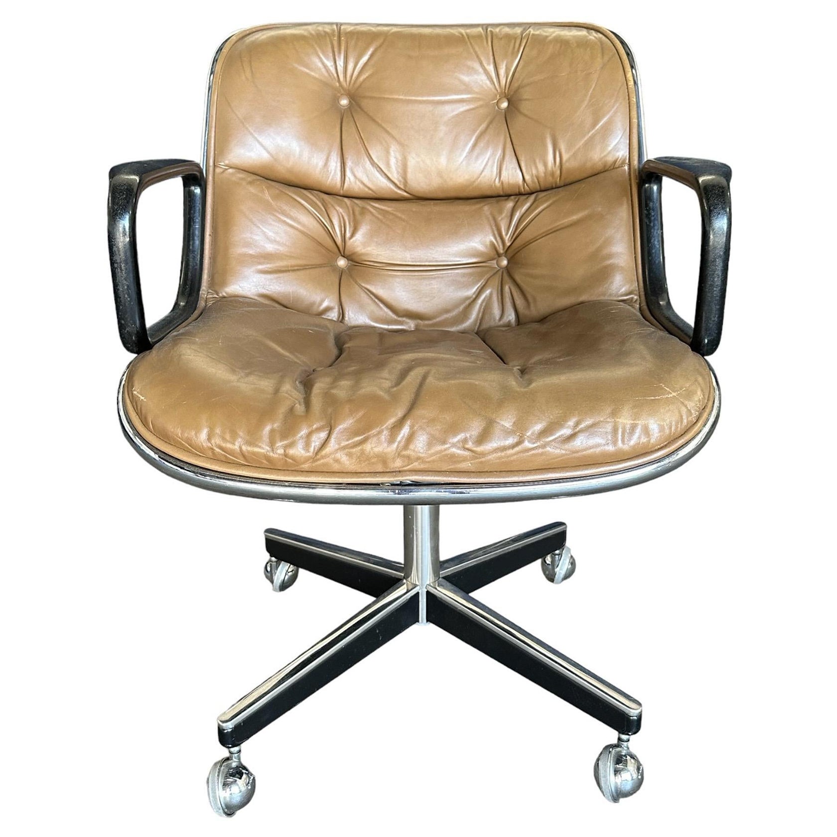 Charles Pollock Desk Chair by Knoll in Burnt Orange For Sale at 1stDibs