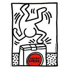 1987 Keith Haring Lucky Strike White Original Vintage Poster