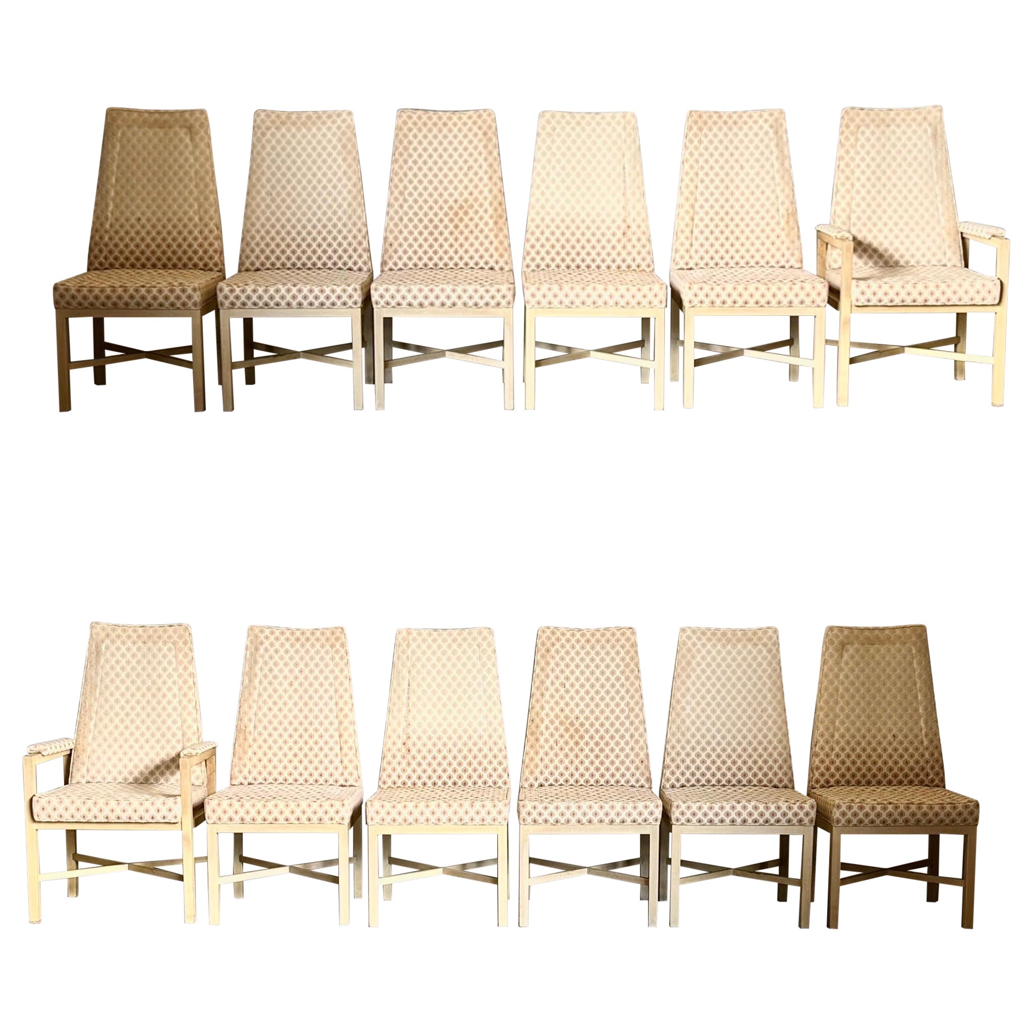 Ensemble de 12 chaises de salle à manger Dunbar conçues par Roger Sprunger