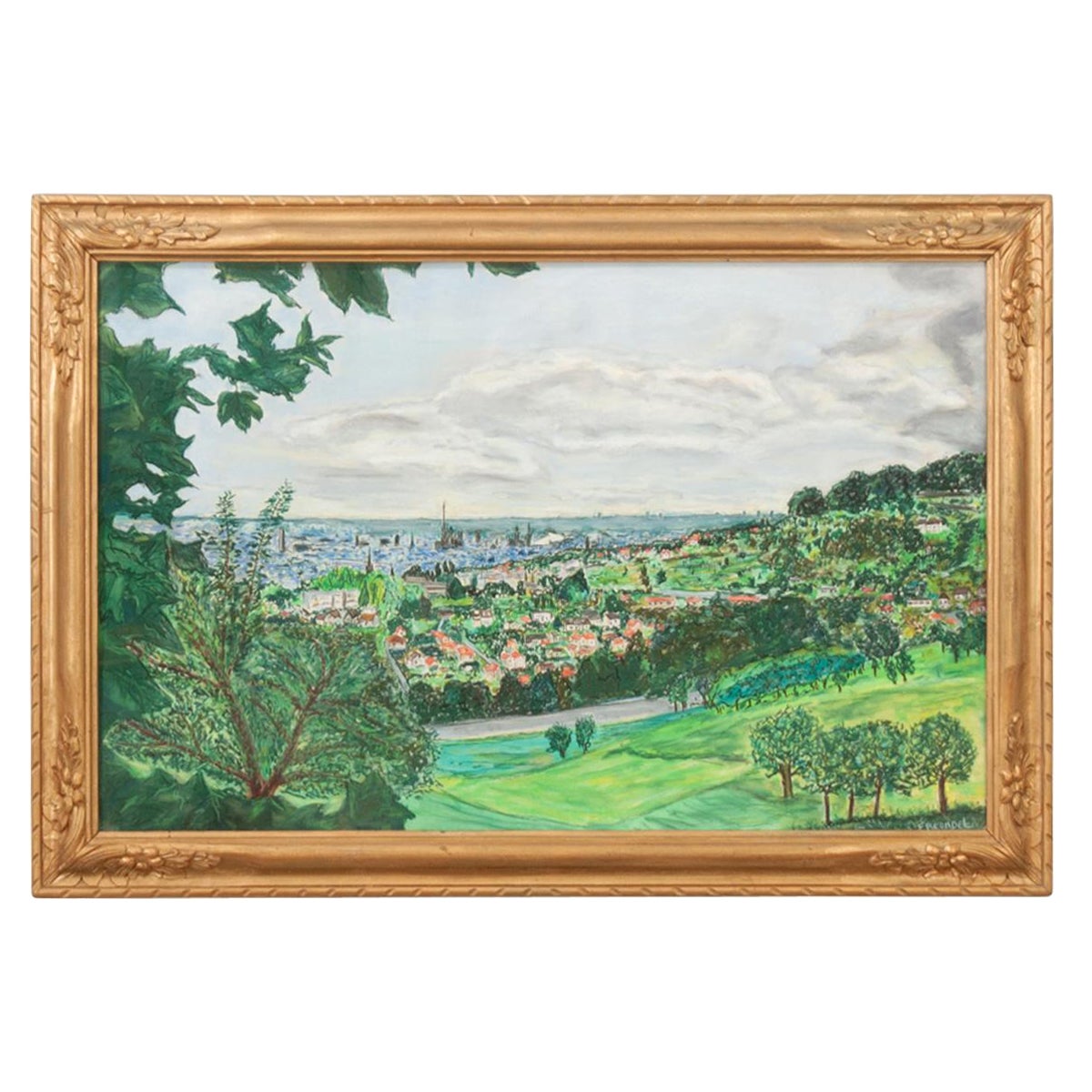 Grande dipinto di paesaggio francese del XX secolo in vendita