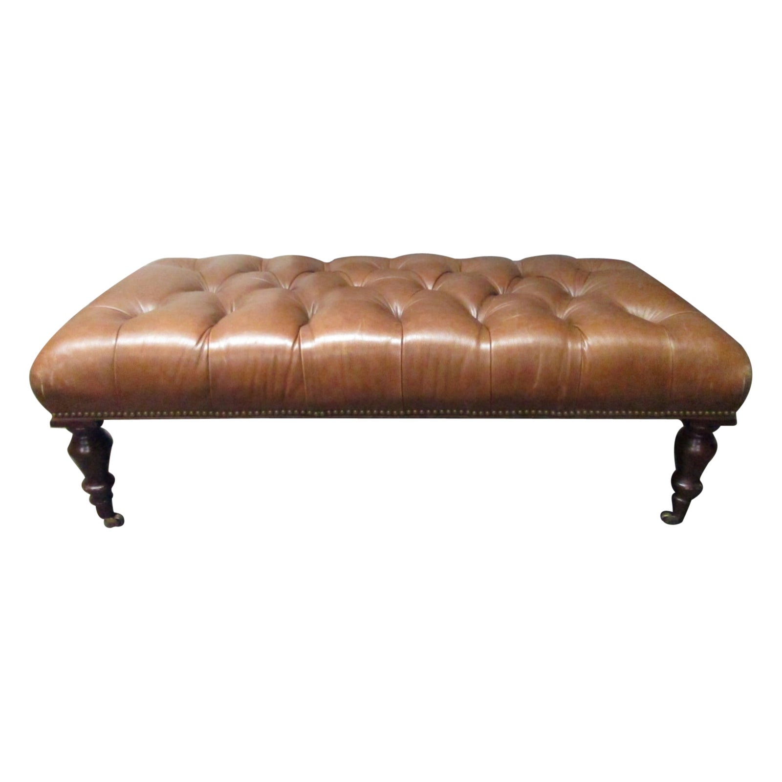George Smith English Tufted Leather Bench