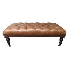 Retro George Smith English Tufted Leather Bench
