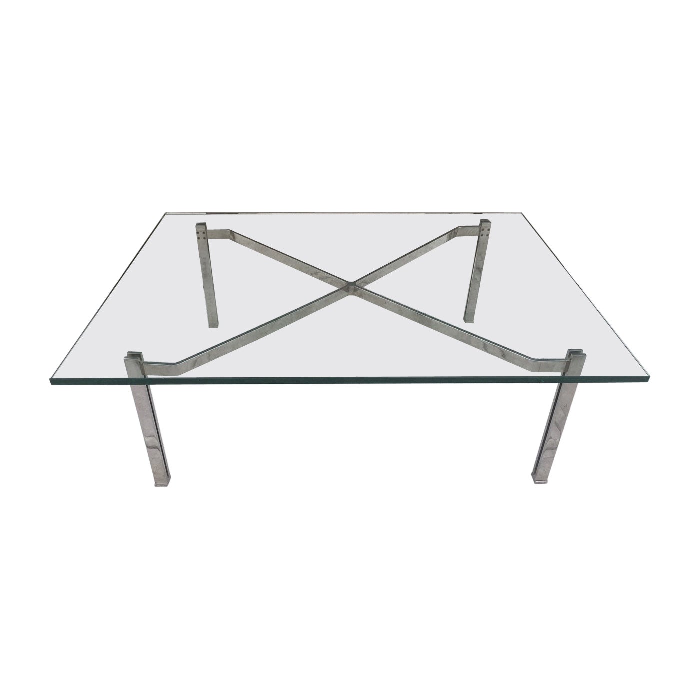 Flat Bar Chrome Coffee Table in the Style Kjaerholm