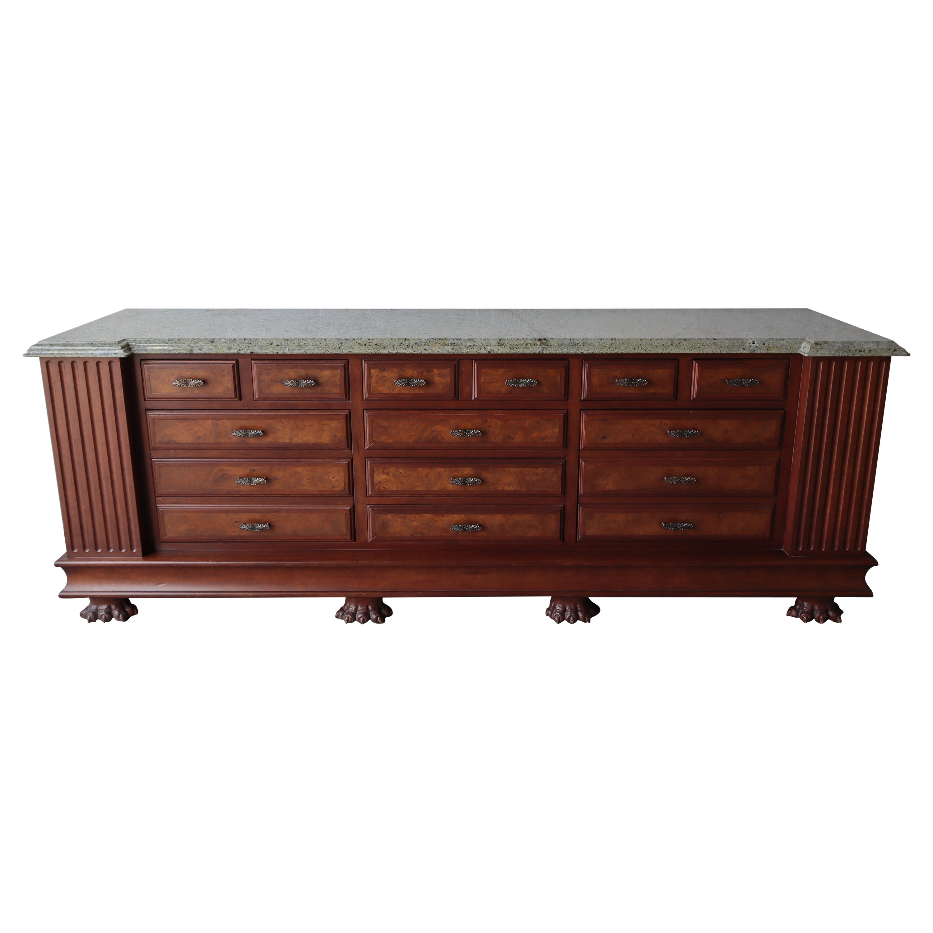 Massive Traditional High End Granite Top Buffet  For Sale