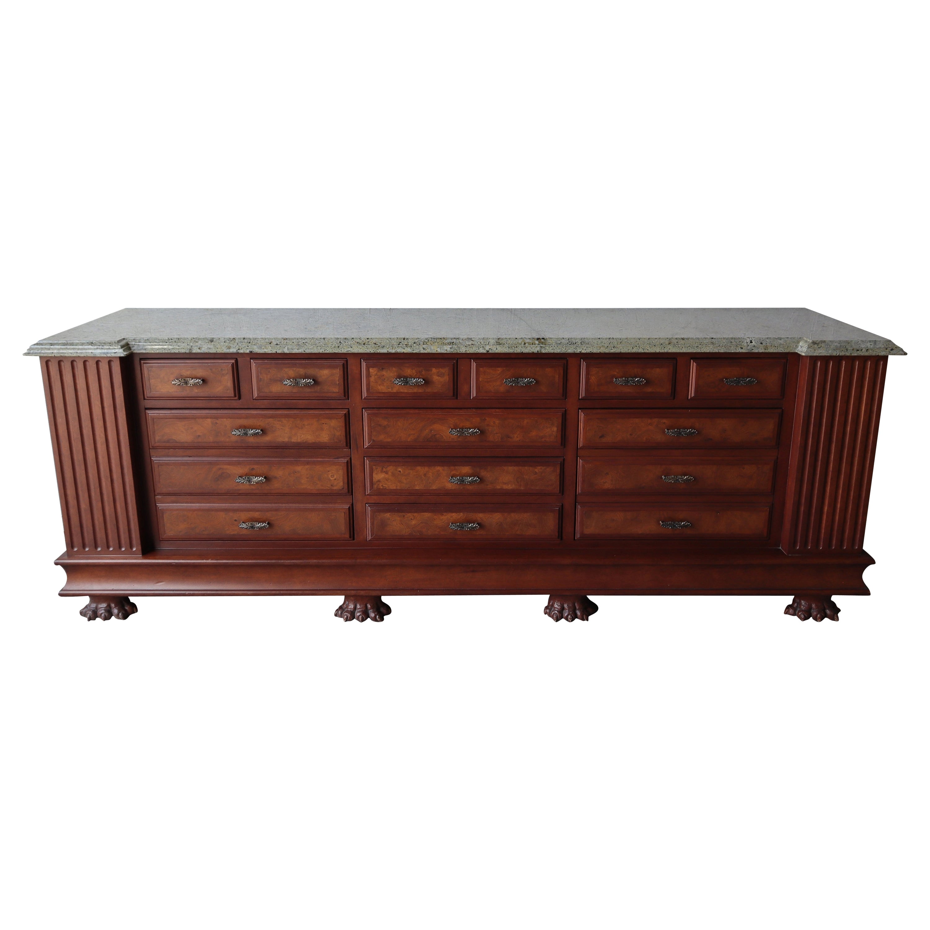 Massive Traditional High End Granite Top Buffet For Sale