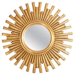 Mid-20th Century French Gilt Sunburst Starburst Mirror