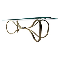 Regency Brass and Glass Bow Tie Coffee Table