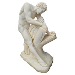 Vintage Sculpture of Milos De Croton by Edme Dumont, in Carrara Marble, 20th Century