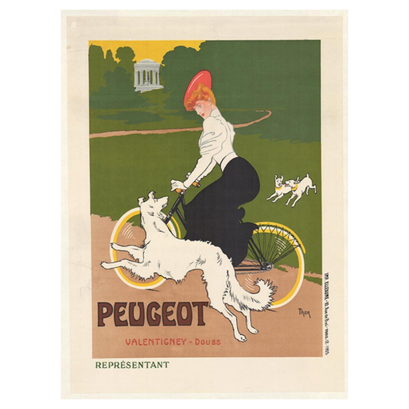 1905 Peugeot Cycles, Thor Original Vintage Poster For Sale