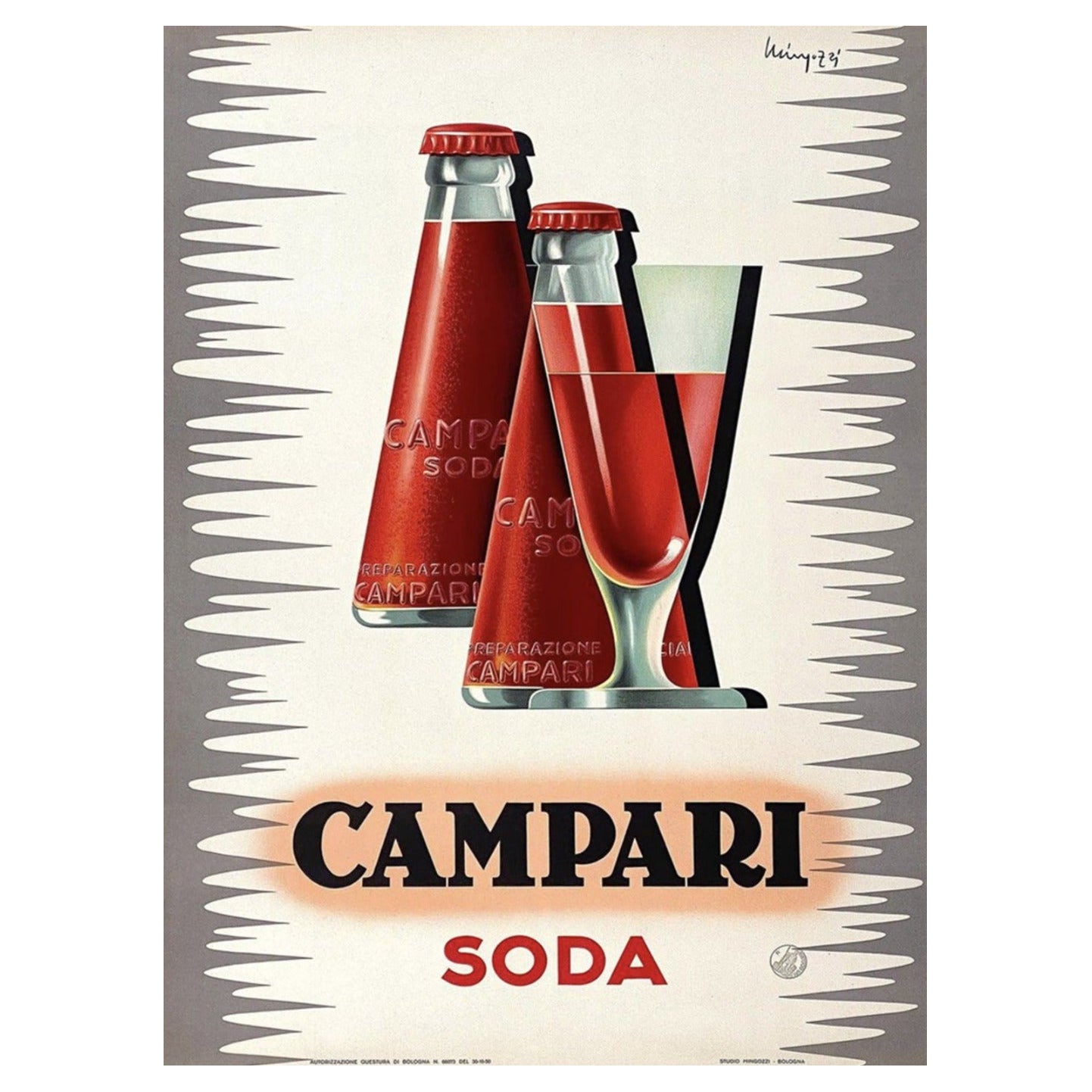 Affiche vintage d'origine Campari Soda de Mingozzi, 1950 en vente