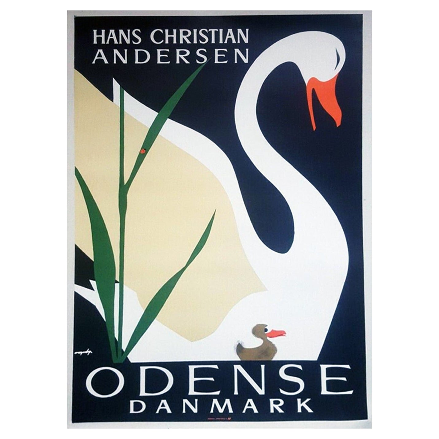 Affiche vintage d'origine de Hans Christian Andersen - Odense, Danemark, 1952