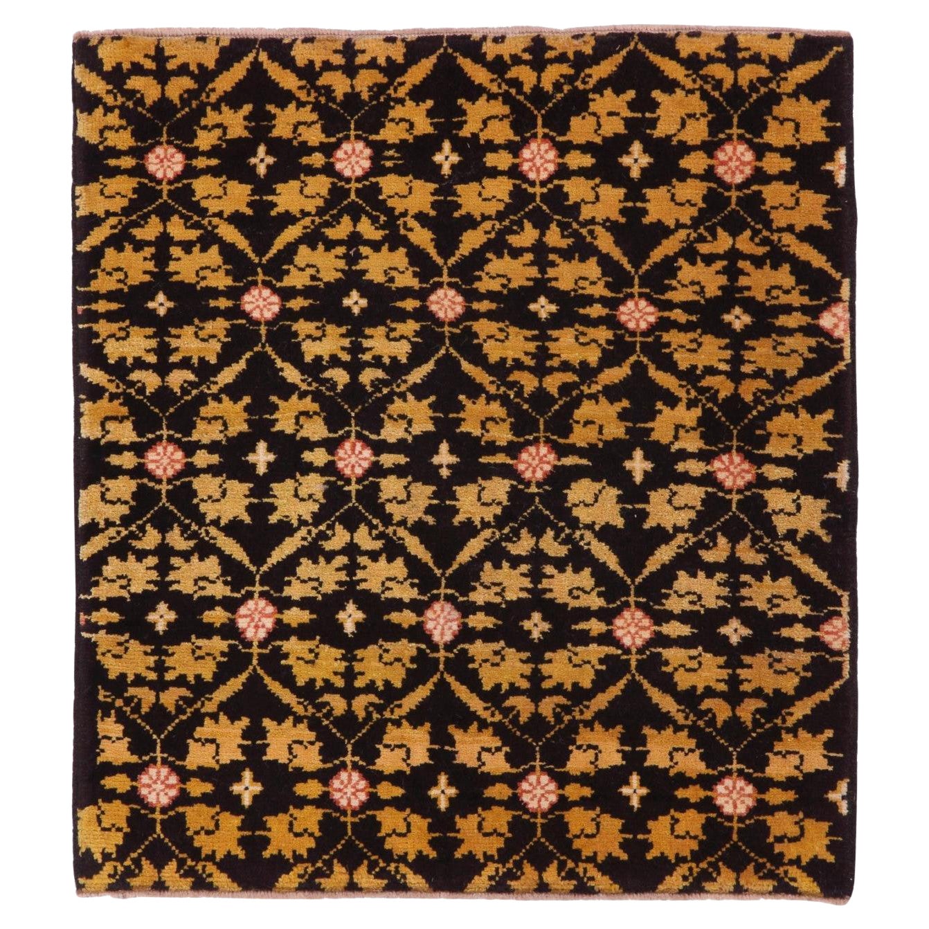 Ararat Rugs Mamluk Wagireh Rug with Flower Lattice Design Natural Dyed Carpet