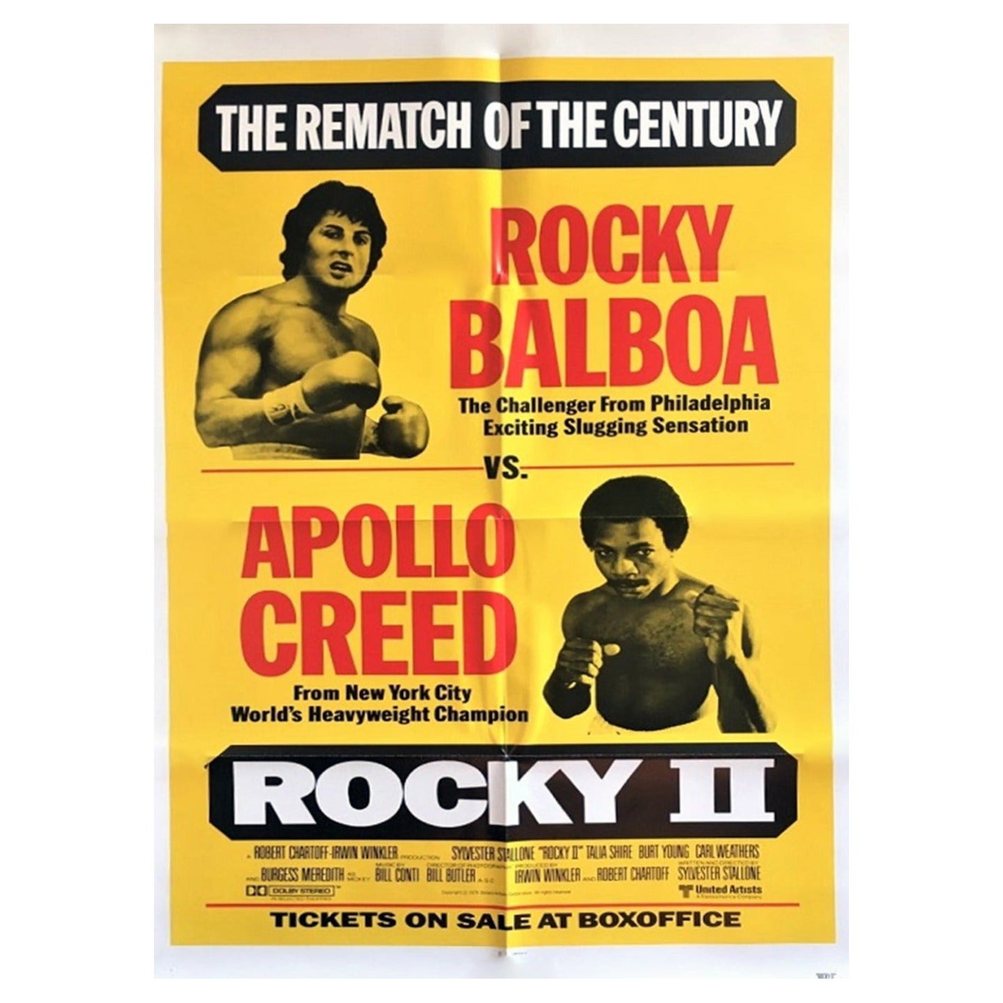 Affiche vintage d'origine Rocky II, 1979