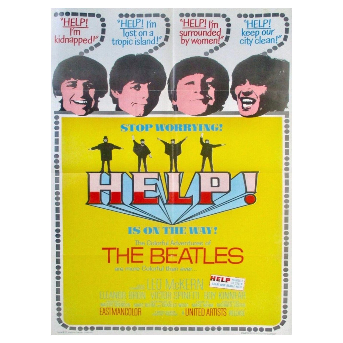 1965 Les Beatles - Aide ! Affiche vintage d'origine
