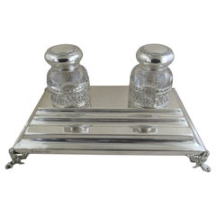 Sterling Silver, Large Desk Inkstand by Topazio of Portugal, circa 1920