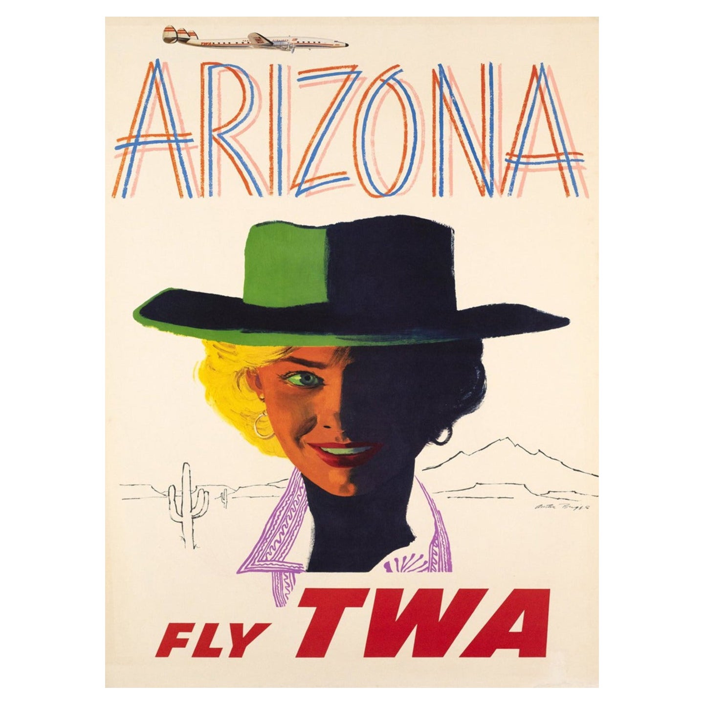 1960 TWA, Arizona Original Vintage Poster