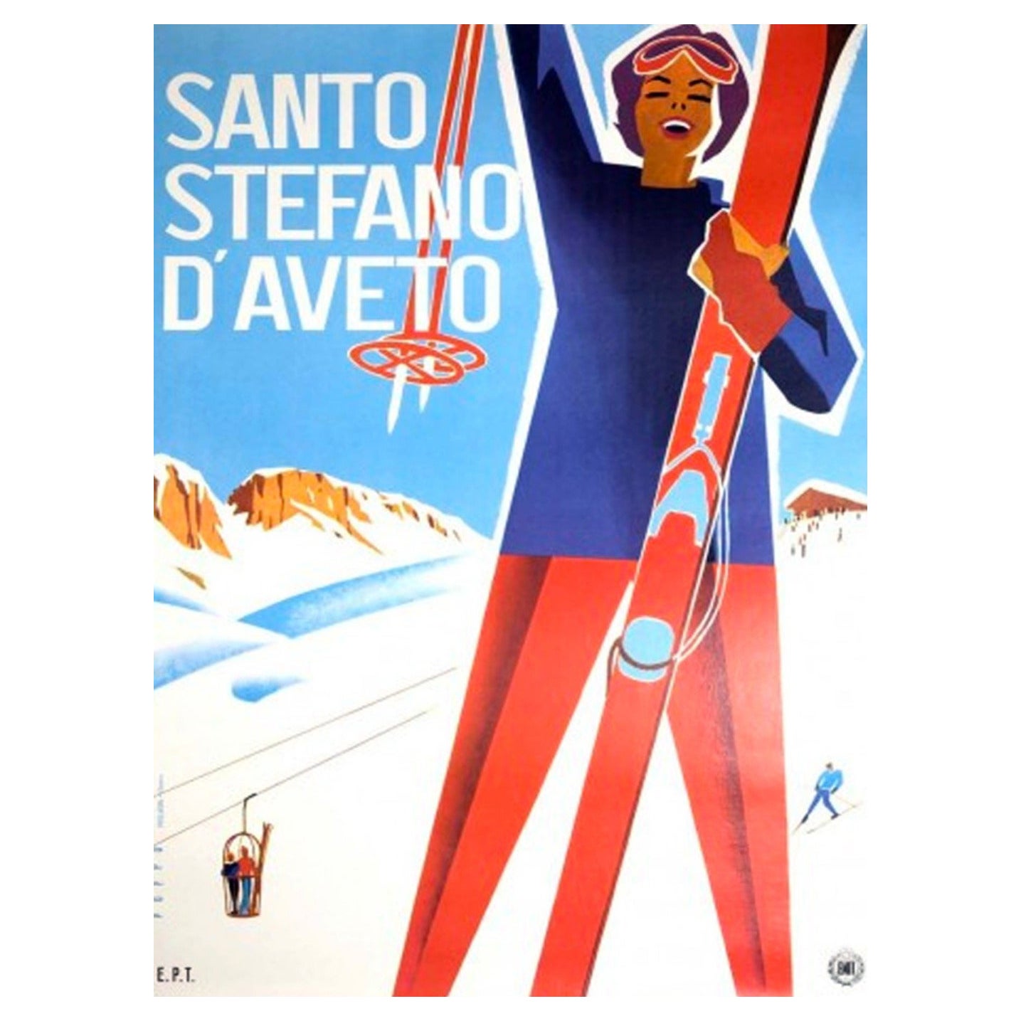 Original-Vintage-Poster von Santo Stefano D'Aveto, 1960