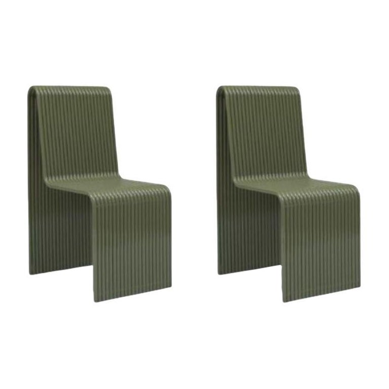 Set of 2, Ribbon Chair, Green by Laun For Sale
