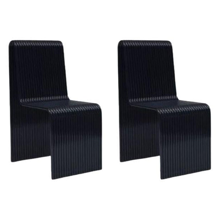 Ensemble de 2 chaises à rubans, noires, de Laun