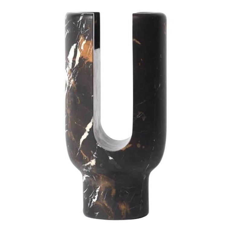 Lyra-Kerzenhalter aus schwarzem Marmor von Dan Yeffet im Angebot