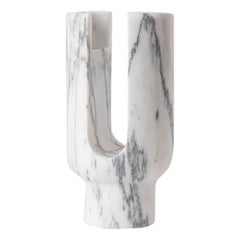 Lyra-Kerzenhalter aus Aquatico-Marmor von Dan Yeffet