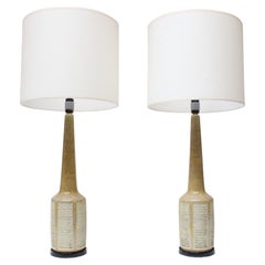 Retro Pair of Tall Danish Modern Ceramic Lamps by Palshus for Hansen Lighting Company