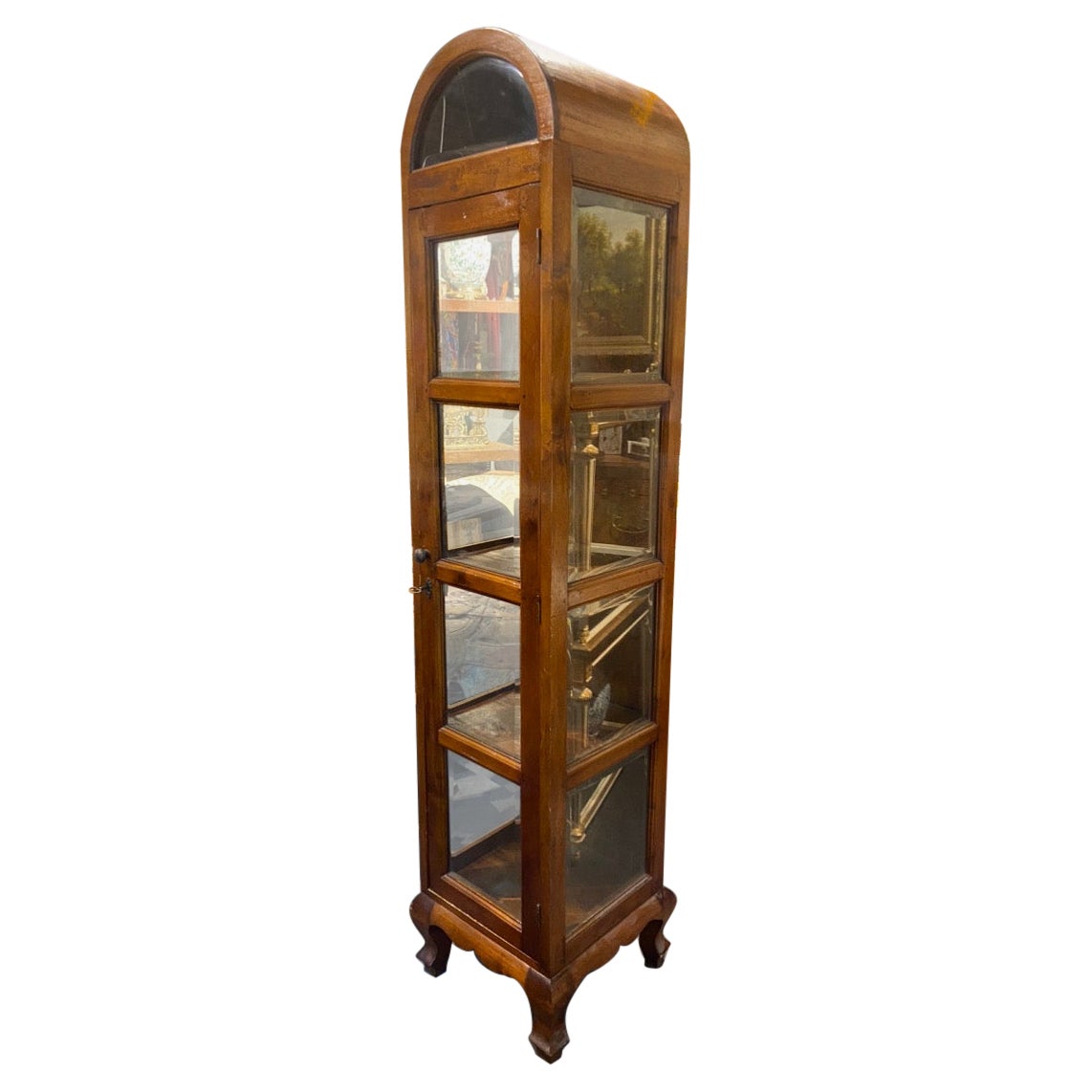 20th Century French Hand Carved Large Vitrine with an Arch at the Top For Sale
