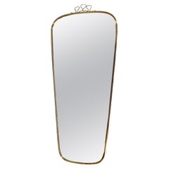 Mid-Century Modern Vintage Oval Brass Wall Mirror Full Length Mirror 1950s