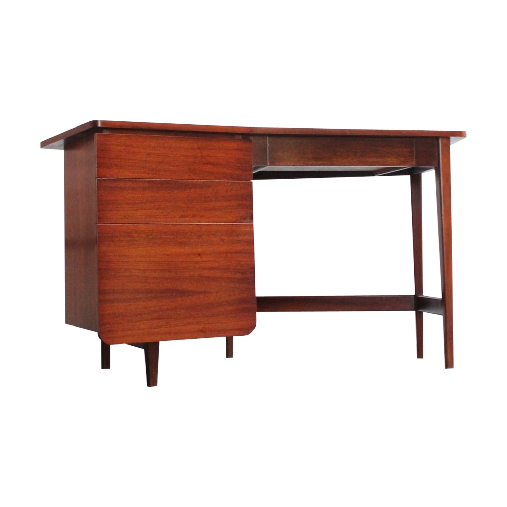 Bertha Schaefer for Singer and Sons Italian Walnut Asymmetrical Desk For Sale