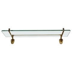 Modernist Used Brass Glass Shelf 1950s Italy